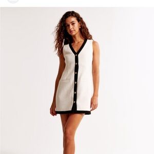 Elegant Black and White Button-Down Dress